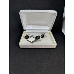 Vintage Christian Dior Monsieur Cufflinks Set Oval CD Logo in Original Box